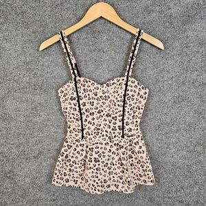 GUESS Leopard Print Sweetheart Peplum Bustier Sz XS